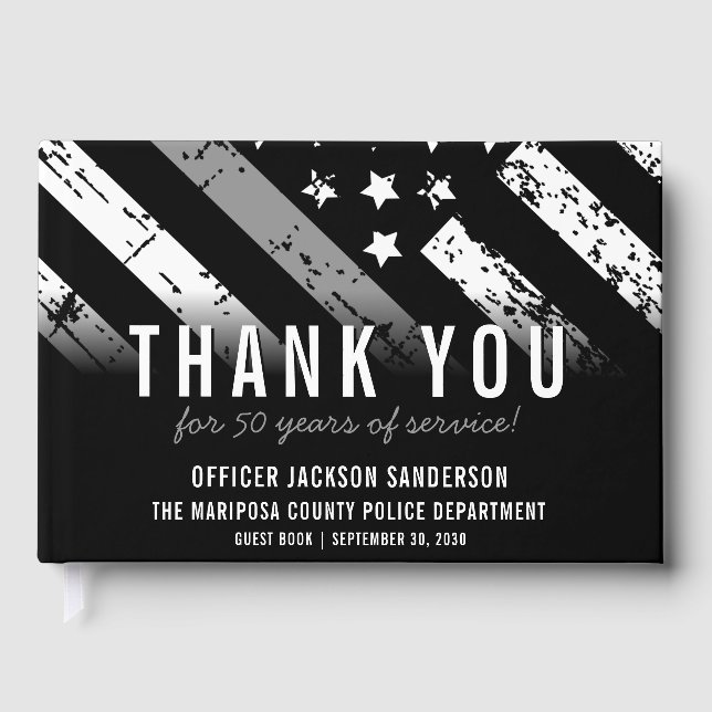 Corrections Officer Retirement Thin Silver Line Guest Book (Front)