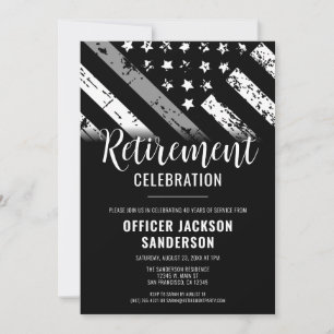 Corrections Officer Retirement Thin Silver Line Invitation