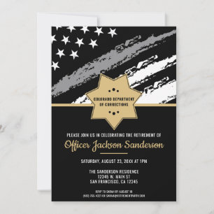 Corrections Officer Retirement Thin Silver Line Invitation