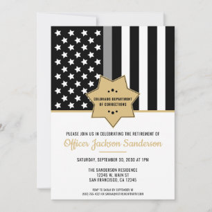 Corrections Officer Retirement Thin Silver Line Invitation