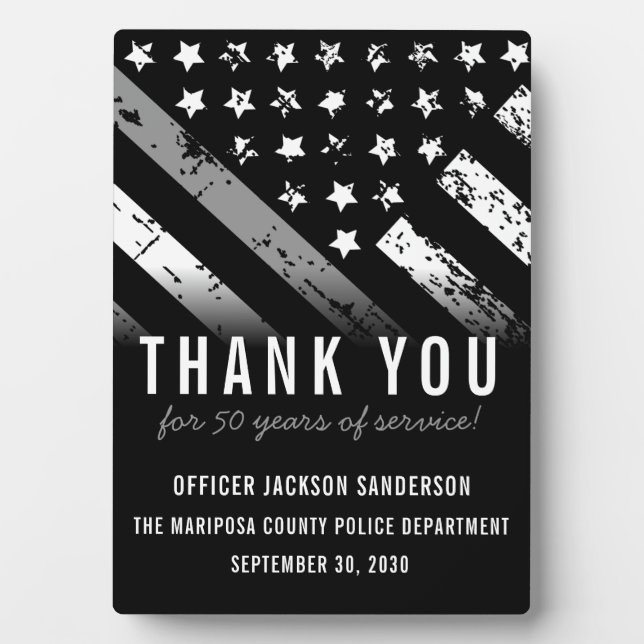 Corrections Officer Retirement Thin Silver Line Plaque (Front)