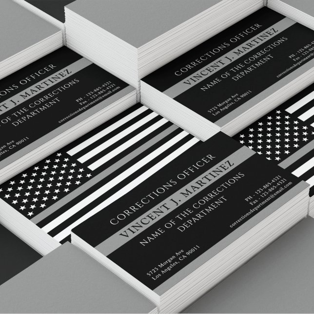 Corrections Officer Thin Silver Line Business Card (Creator Uploaded)