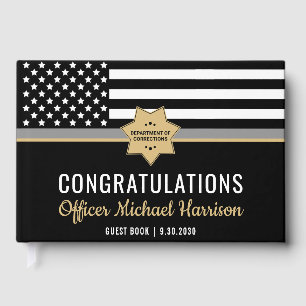 Corrections Officer Thin Silver Line Graduation Guest Book