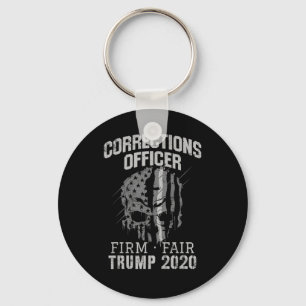 Corrections Officer Trump Thin Silver Line Officer Keychain