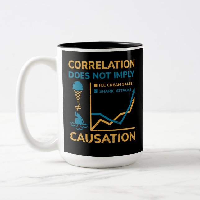 Correlation Does Not Equal Causation Two-Tone Coffee Mug (Left)