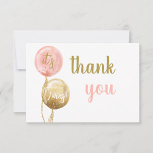 Correspondance Balloon baby shower Fille jumeaux merci carte de n