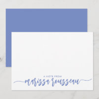 Blue Modern Script Name Carte de note personnalisé