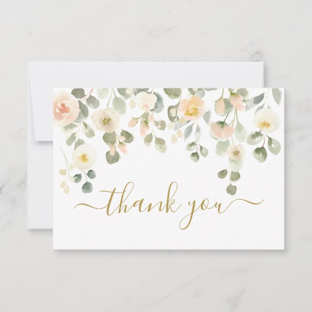 Correspondance Blush Floral Merci carte de note (Devant)