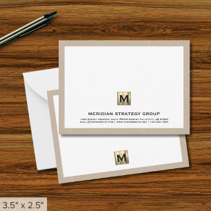 Correspondance Bordure de lin pour carte Monogramme Or Profession