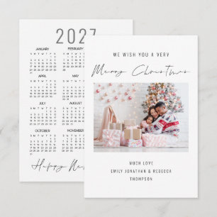 Correspondance Calendrier Élégant Photo 2027 carte de Joyeux Noël