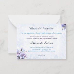 Correspondance Carte à note plat Quinceañera Lluvia de Sobres