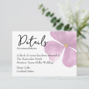 Correspondance Carte de détails de mariage - Thème floral violet