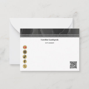 Correspondance Carte de médias sociaux moderne à code QR noir et 
