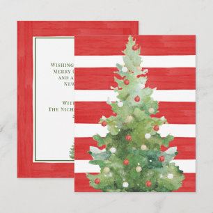 Correspondance Carte de Noël à l'arbre de Noël à l'aquarelle rayé