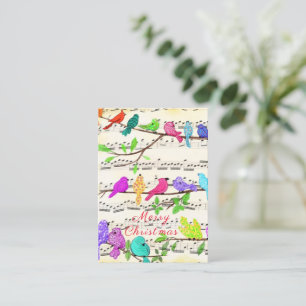 Correspondance Carte de Noël aux oiseaux musicaux colorés