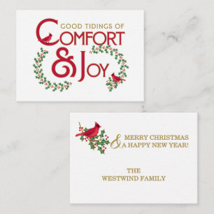 Correspondance Carte de Noël Confort et Joie du Cardinal