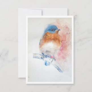 Correspondance Carte de note aquarelle Oiseau bleu