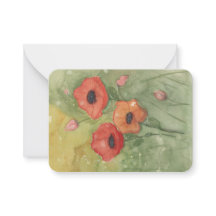 carte de note avec fleurs de pavot peintes à la ma