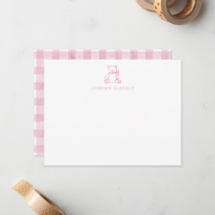 Correspondance Carte de note bébé, ours en peluche rose clair à c