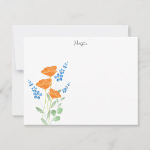 Correspondance Carte de note de Bouquet de couleur d'aquarelle à