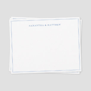 Correspondance Carte de note de couple à double bordure bleue