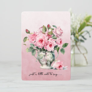 Correspondance Carte de note de vase de roses roses