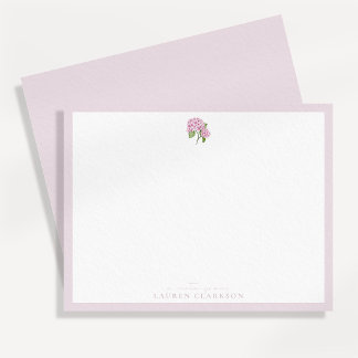 Correspondance Carte de note d'hortensia rose
