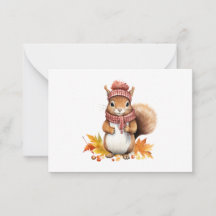 Carte de note écureuil mignon 