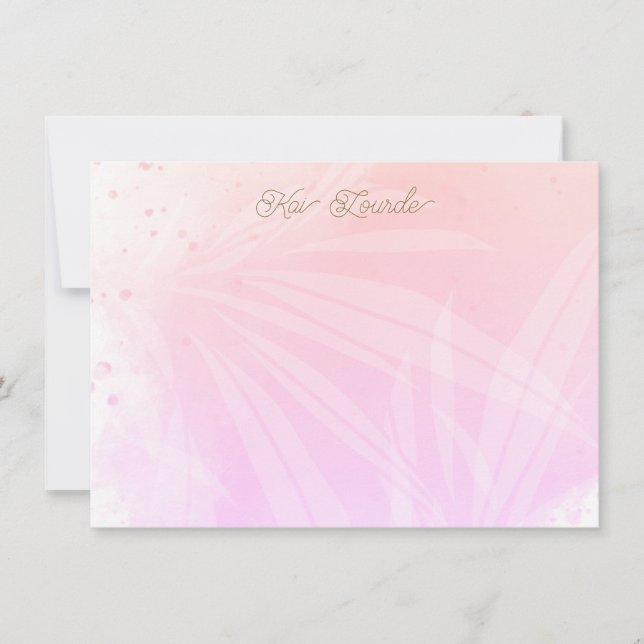 Correspondance Carte de note en aquarelle rose assez personnalisé (Devant)
