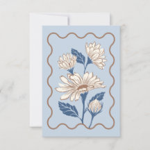 Carte de note Marguerite Bleu Clair avec Bordure O