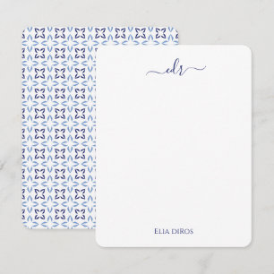 Correspondance Carte de note marine, bleu et blanc