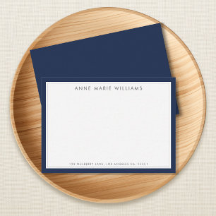 Correspondance Carte de note minimaliste bleu marine à deux bordu