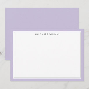 Correspondance Carte de note minimaliste lavande à deux bordures