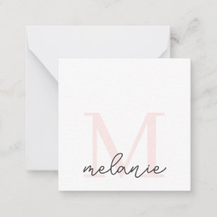 Correspondance Carte de note minimaliste monographique chic rose 