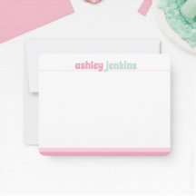 Carte de note moderne rose et menthe, minimaliste