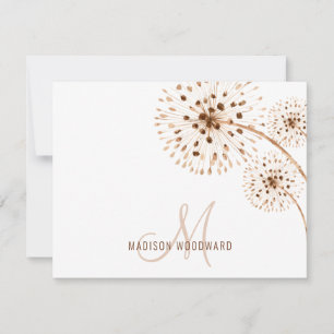Correspondance Carte de note Monogramme Fleurs Rustiques
