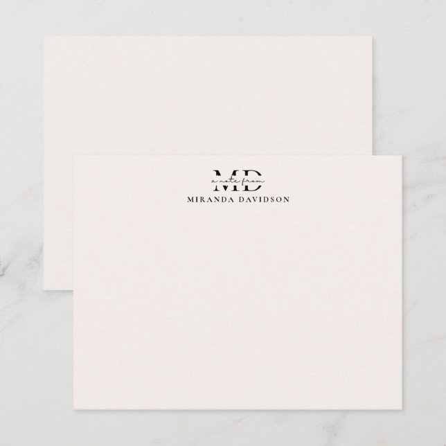 Correspondance Carte de note Monogramme minimale (Devant / Derrière)