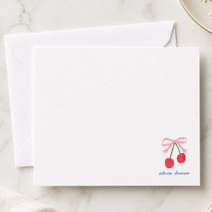 Correspondance Carte de Note   Nœud Coquette Cerise Illustration 