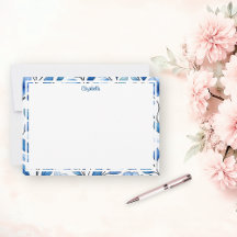 Carte de note personnalisée à motif floral bleu