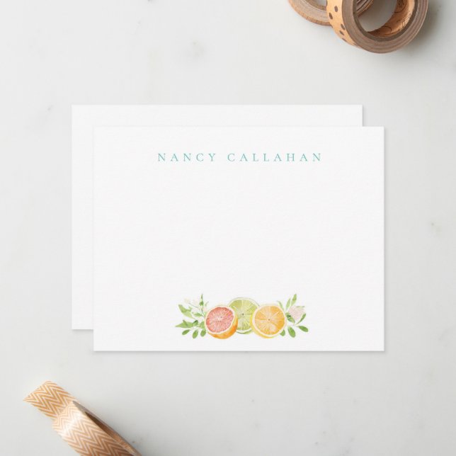 Correspondance Carte de note personnalisée Citrus (Devant/Arrière en situation)