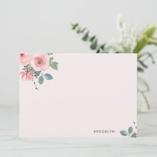 Correspondance Carte de note plat couleur rose rose personnalisée