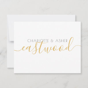 Correspondance Carte de note plat Monogramme en or Couple