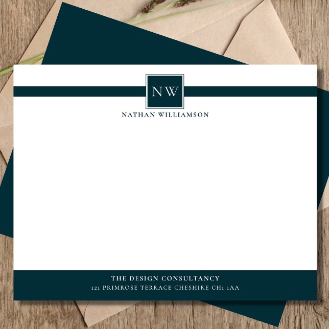 Correspondance Carte de note plat professionnelle Monogramme (Créateur téléchargé)