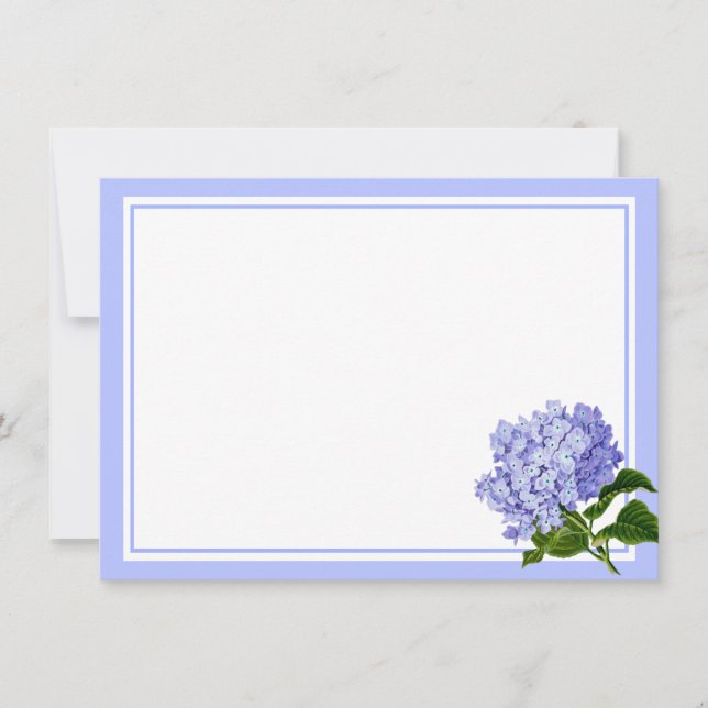 Correspondance Carte de note plate - Hydrangea bleu (Devant)