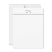 Carte de note plate simple Monogramme barre vert s