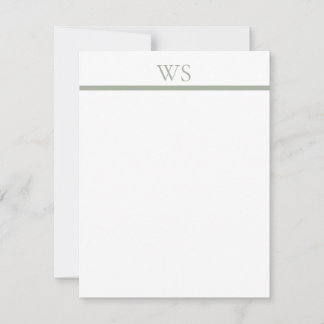 Correspondance Carte de note plate simple Monogramme barre vert s
