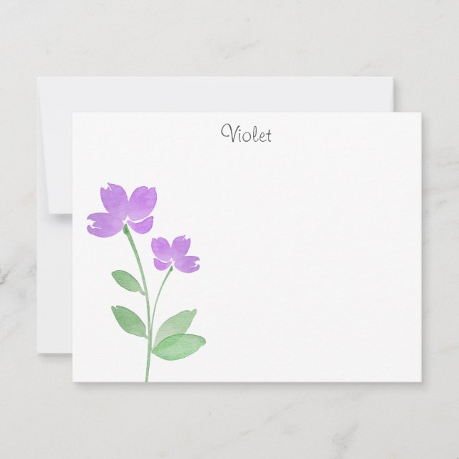 Correspondance Carte de note pourpre Watercolor Flower (Devant)