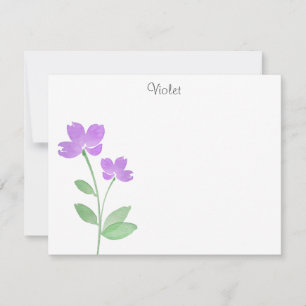 Correspondance Carte de note pourpre Watercolor Flower