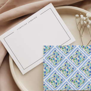 Correspondance Carte de note simple moderne florale bleue
