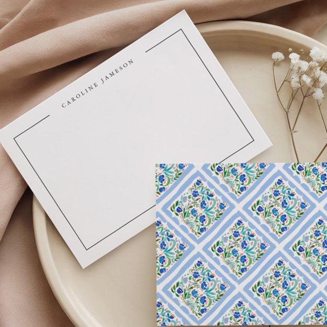 Correspondance Carte de note simple moderne florale bleue (Créateur téléchargé)